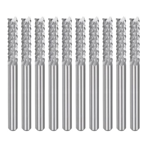 uxcell 10Pcs 3.175mm Carbide End Mill Engraving Milling Cutter CNC Router Bits for Machine, 1/8" Shank