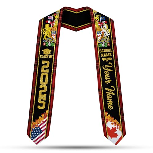 MonkeyVan Personalized Canada Graduation Stole, Canadians Graduation Sash, Canada Flag Graduation Stole, Class of 2025 Cn10