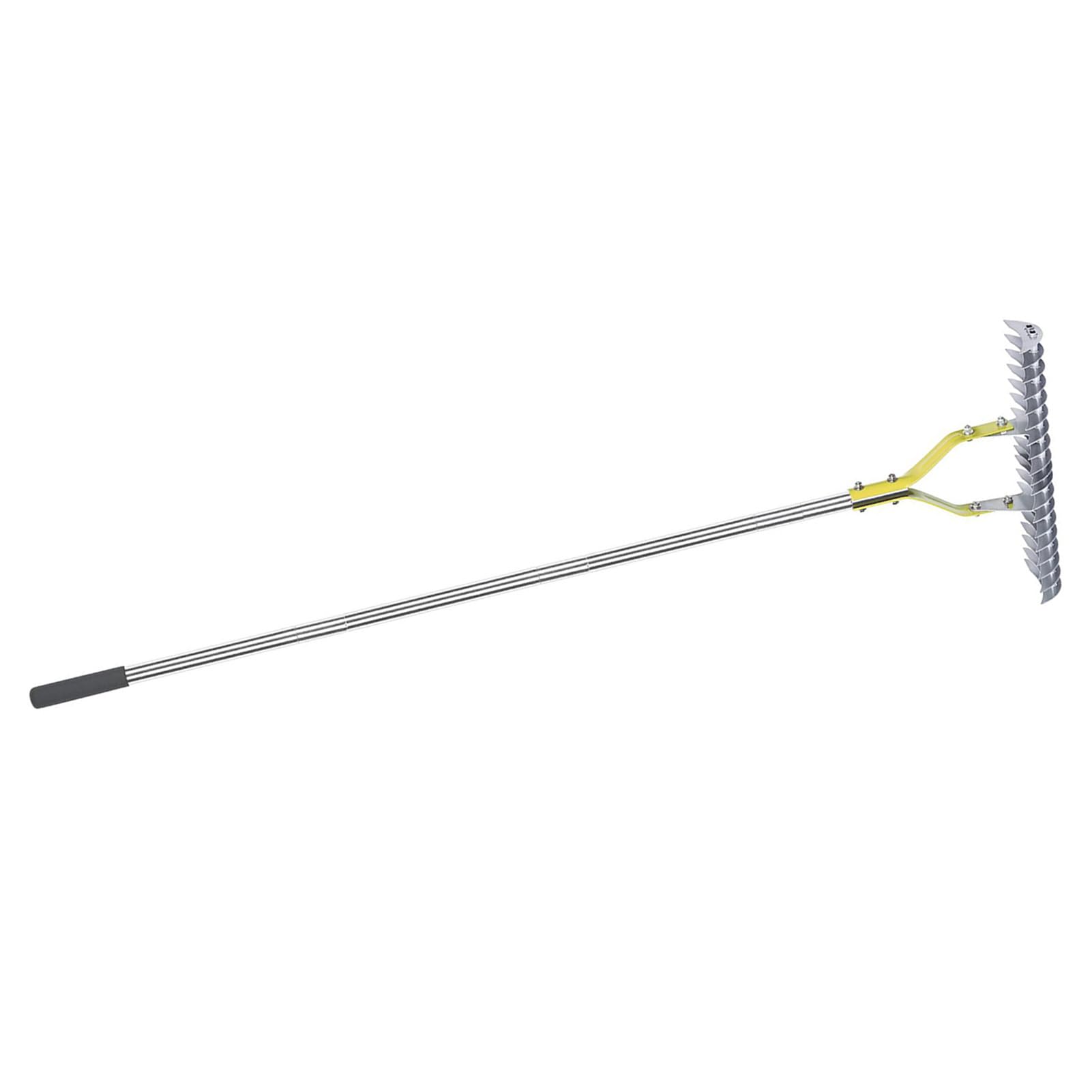 Hidyliu Rastrillo de Paja Ergonómico de Acero Inoxidable de 15 Pulgadas para Limpieza del Jardín, Herramienta Eficaz de Eliminación de Hierba Muerta y Hojas
