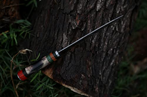 Handmade Damascus Steel Chef Knife with Wood and Camel Bone Handle - Professional Kitchen Knife - Forged in Fire Chef's Knives - Image 7