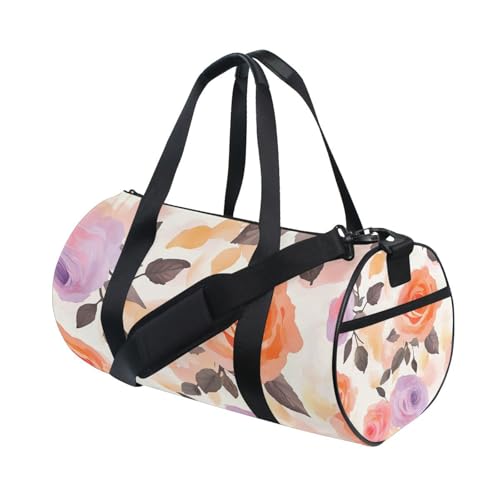 BOESI Watercolor Color Roses Travel Gym Bag, Lightweight Sports Bag, Hand-carrying and Shoulder-carrying, Suitable for Men and Women