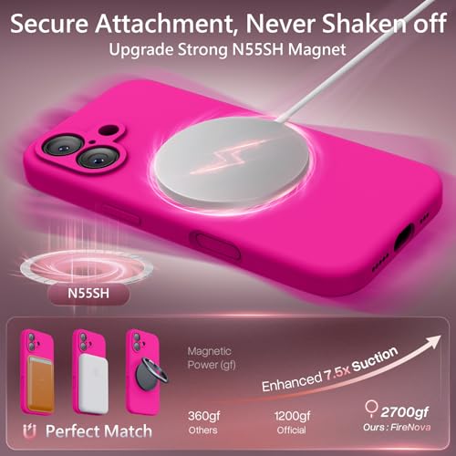 Image of FireNova Magnetic for iPhone 17 Case, Compatible with MagSafe, [Integrated Silicone Camera Control Button] [Camera Protection] Anti-Scratch Microfiber Lining Phone Case, 6.3 inch, Hot Pink