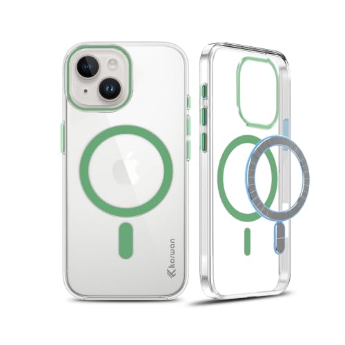 Image of KARWAN Crystal Clear Transparent Back Cover Case with Camera Protection,Compatible with iPhone 15, Anti Yellow Clear Shockproof Scratch Resistant Case with Magnetic MagEaze Wireless Charging