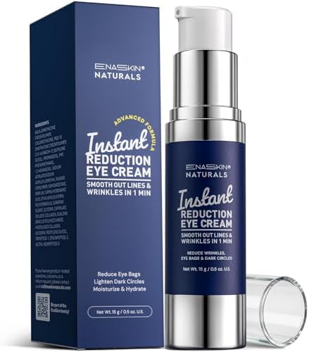 Enaskin Naturals Instant Eye Cream & Face Lift - No White Residue Rapid Wrinkle Filler - Under Eye Bags & Puffiness Remover - Dark Circles Treatment - Temporary Firming Serum for Women & Men - 0.5 oz