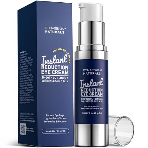 Enaskin Naturals Instant Eye Cream & Face Lift - No White Residue Rapid Wrinkle Filler - Under Eye Bags & Puffiness Remover - Dark Circles Treatment - Temporary Firming Serum for Women & Men - 0.5 oz