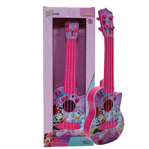 Image of Minnie Mouse Theme 4-String Toy Guitar for Girls - Lightweight & Durable Educational Musical Instrument for Toddlers - Pink Disney Character Guitar| Birthday Gift for Kids Ages 3+, 43cm