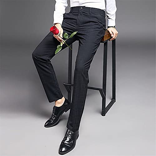 Mens Slim Fit Plaid Stretch Dress Pants Straight Leg Flat Front Skinny Suit Trousers with No Iron2