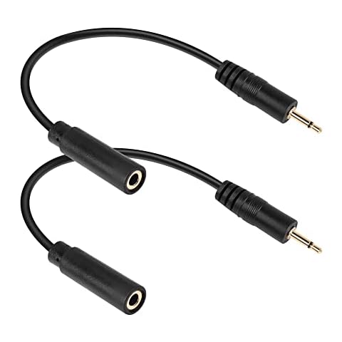 PNGKNYOCN 2.5mm to 3.5mm Adapter Cable，2 Pack 2.5mm Mono Male to 3.5mm TRS Female Audio Jack Short Cable for Smartphone Headphone etc(20cm Cover
