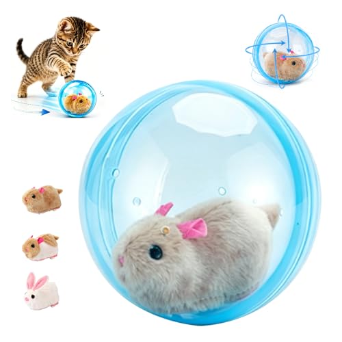 2026 New Self-Rolling Interactive Cat Ball Realistic Animal Automatic Moving Rolling Cat Ball 360 Rolling Spin Moving Cat Ball Fun Indoor Interactive Pet Ball for Cats Dogs Chasing (Blue Mouse-A)