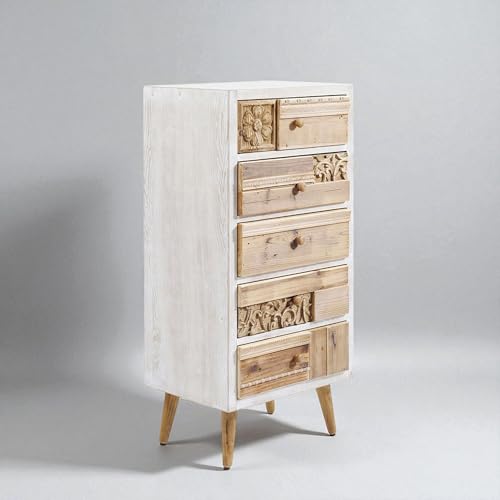 Image of The Attic Duns Drawer Chest, Kitchen and Living Room Storage, Solid Wood, Natural Matte Finish
