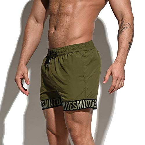 Men's Extra Short Alphabet Splicing Loose Board Shorts Fast-Dry Sports Swimwear2