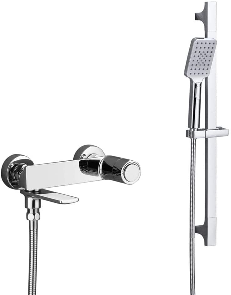 Mitigeur de douche mural pour baignoire avec pommeau de douche à main et flexible
