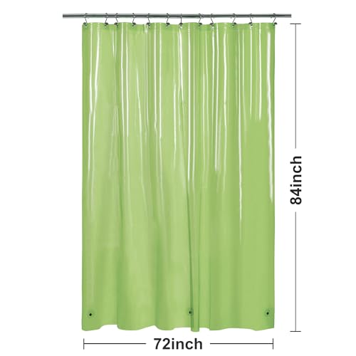 Image of Barossa Design Extra Long Shower Curtain Liner with 3 Magnets - 72 inch x 84 inch XL, Waterproof PEVA Lightweight Shower Liner for Bathroom, PVC Free, Metal Grommets - Clear Green, 72x84