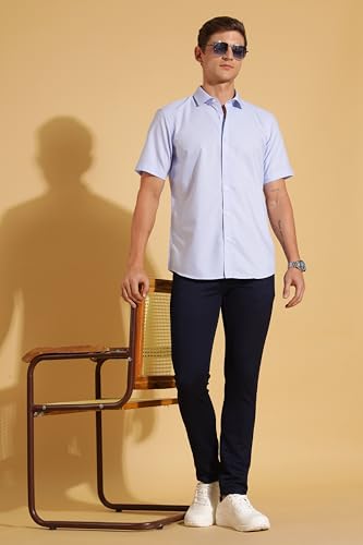 Image of Fyltr Men's Regular Fit Solid Shirt - Half Sleeve | Formal Shirts for Men