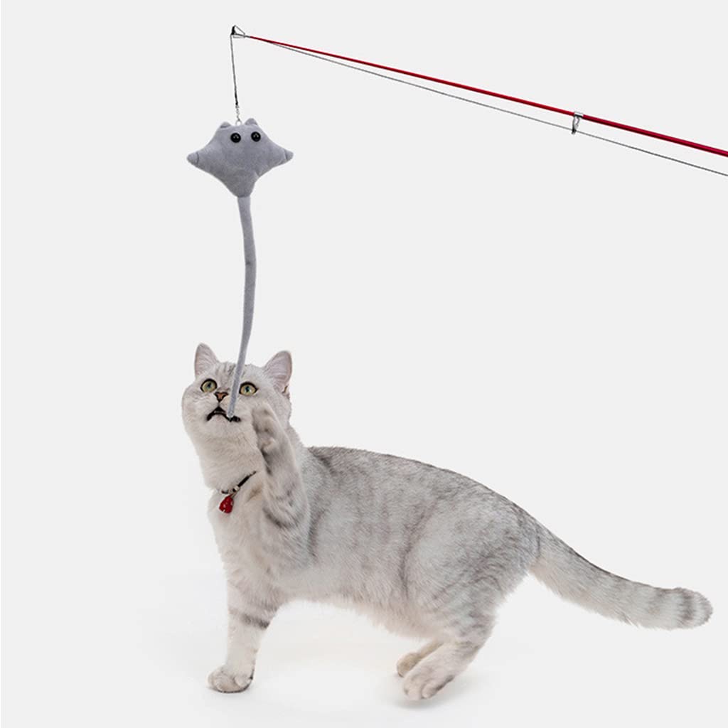 Jouet interactif pour chats avec bâton rétractable en peluche mignonne et flexible pour chaton