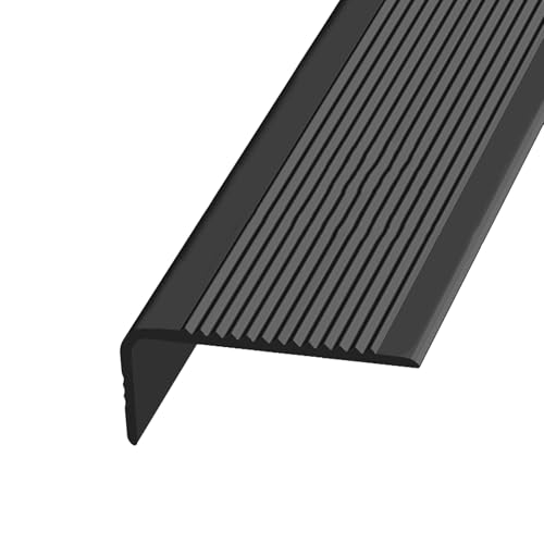 100 cm Perfil de Borde de Escalón, 70 x 30 mm Autoadhesivo Impermeable Antideslizante Tiras de PVC de Peldaños de Esquina de Escalera, Flexible en Forma de L para Borde Protector(Zwart)