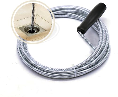 Drain Unblocker Wire Rod 2.8 Meter Flexible Spring Cleaner Snake Heavy Duty Waste Pipe Hair Removal Dirt Cleaning Tool Clog Remover for Home Kitchen Washbasins Tub Sink Shower Basins (2.8M)