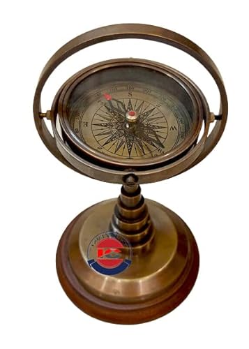 Náutico Vintage Barco Flotante Brújula de rebelión - latón antiguo Gimbal mesa decoración regalo marítimo Cover