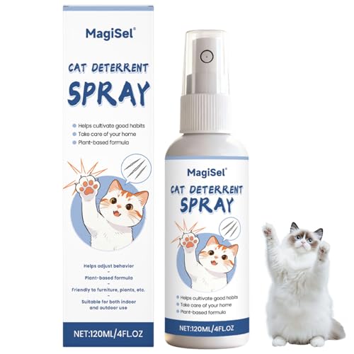 MagiSel Spray per Gatti, Spray Disabituante per Gattis, Dissuasori Pers Gatti,Uso Interno Ed Esterno,Protezione del Divano E Mobili,Protezione Divano Graffi Gatto 120 ML