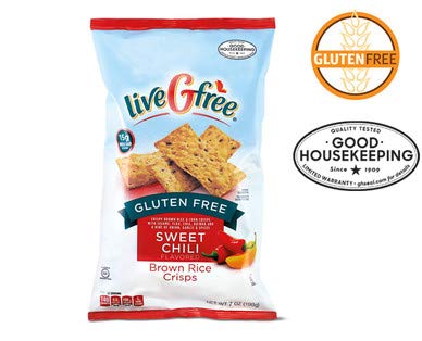 LiveGfree Whole Grain Gluten-Free Sweet Chili Crispy Brown Rice & Corn Crisps with Sesame, Flax, Chia, Quinoa, and Spices - 1 Bag (7 oz.)