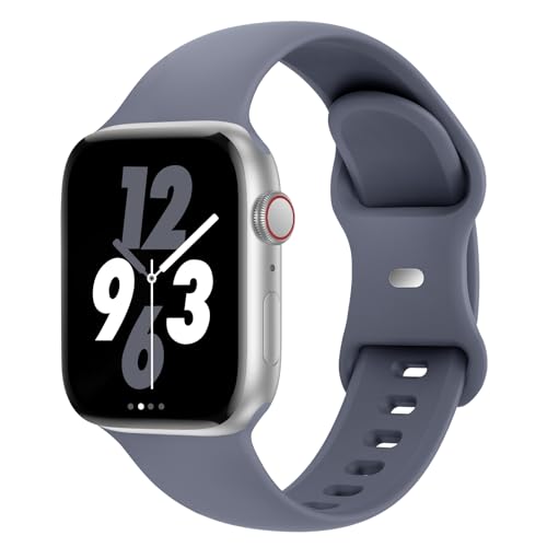 Sport Band Compatible with Apple Watch 38mm 40mm 41mm 42mm 44mm 45mm 46mm 49mm, Replacement Soft Silicone Strap Wristbands for iWatch Series 11/10/9/8/7/6/5/4/3/2/1 Ultra SE Women Men, Blue Gray