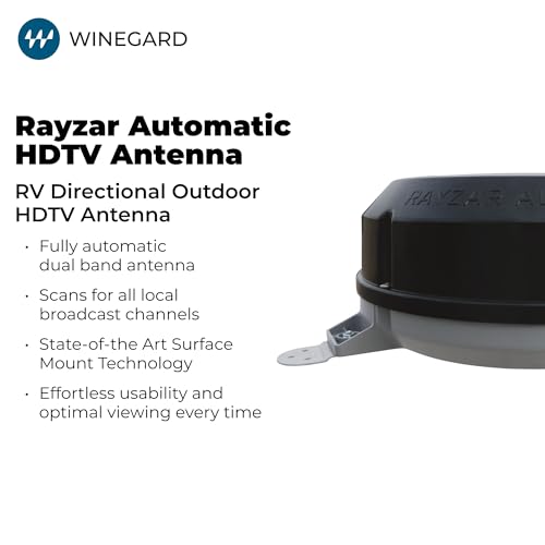 Image of Winegard Rayzar Automatic RZ-8535 Fully Automatic RV Antenna (4K Ultra-HD Ready, ATSC 3.0 Ready, Digital VHF /UHF, Amplified) - Black