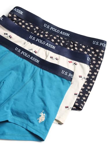 Image of U.S. Polo ASSN. Boys EKT04 Mid Rise Cotton Spandex Trunks - Pack of 3
