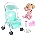 Sharplace Mon Premier Bébé Poupée Poussette Corps Mou Bébé Poupée d'amusement Inclus Jouer Combo Set pour Bébés Nourrissons en Bas Âge Filles Enfants - Vert