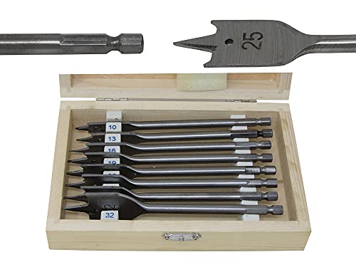 Moorcut Flat Wood Spade Bits 8pc Set 152mm x 10mm 13mm 16mm 19mm 20mm 22mm 25mm 32mm