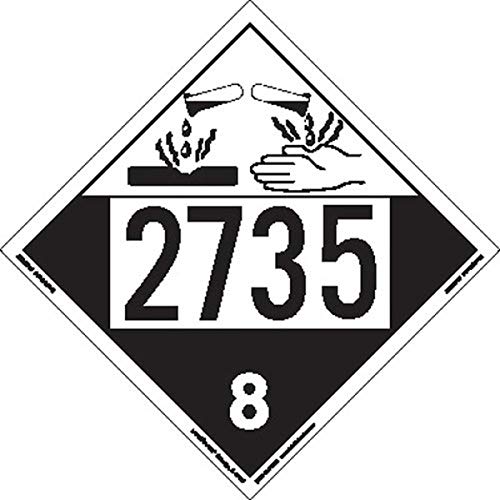 Labelmaster ZEZ42735 UN 2735 Corrosive Hazmat Placard, E-Z Removable Vinyl (Pack of 25)