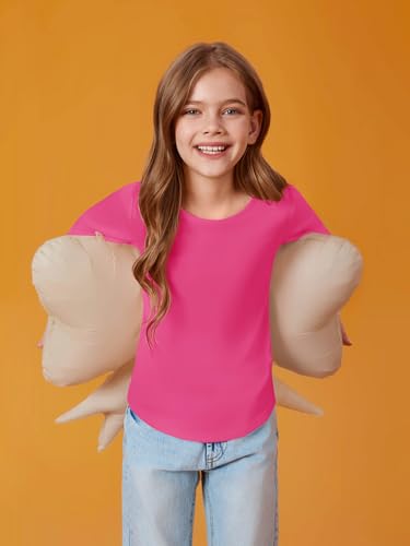Image of Haloumoning Girls Puff Long Sleeve Shirts Fall Tops 5-14Y | Casual,Solid Color,Crewneck, Soft, Tunic Tops Blouse,Kids Long Sleeve T Shirt,,Fashion Clothes