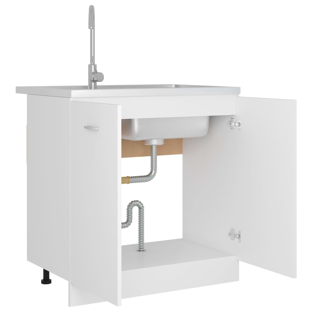 Myheimly Küchenschrank,Unterschrank Küche, Küchenmöbel, Küchenzeile,Standschrank Küche,Wandschränke,Aufbewahrungsschrank Spülenunterschrank Weiß 80x46x81,5 cm Holzwerkstoff
