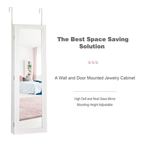 Giantex HW58858NEW Jewelry Cabinet Armoire Door Wall Mounted, Full Length Mirror And 5 Storage Shelves thumb #4