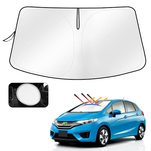 CARTIST フィット3 GK サンシェード Fit サンセット サンライン GK3 GK4 GK5 GK6 GP5 GP6型 2013.9~2020年 サンフィア フロントサンシェード 日よけ 遮光 シェード UVカット 車中泊 カスタムパーツ アクセサリー 内装パーツ カー用品 取付簡単 ハンドルカバー収納袋付