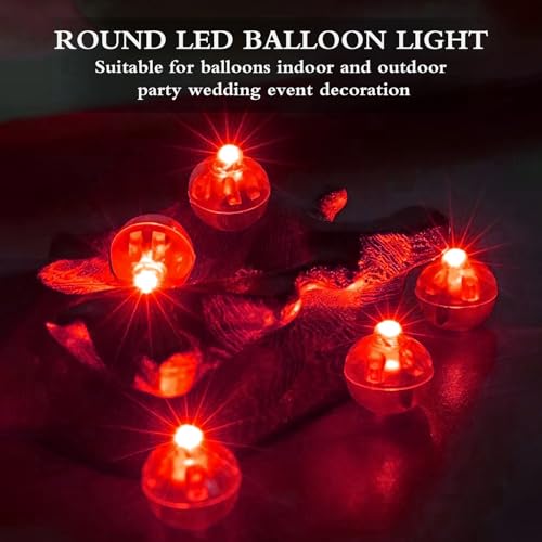 Image of 50pcs Balloon Lights,Round LED Ball Lamp for Latex Balloon Paper Lantern Party Wedding Christmas Halloween Decorative，Long Standby Time Waterpro of Mini Light(50, Red)