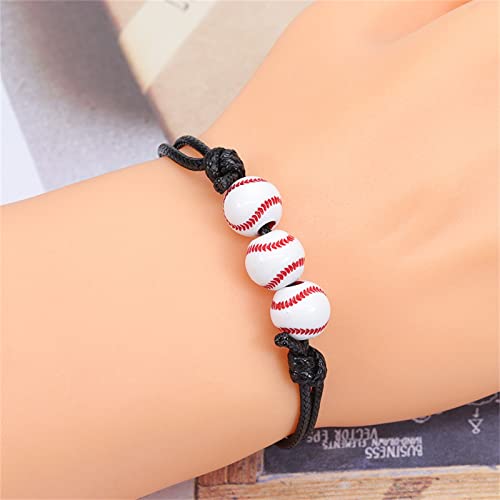 6Pcs Handmade Sport Ball Charm Bracelets Baseball Basketball Soccer Tennisball Rugby Volleyball Cord Bracelets Adjustable Unisex Rope Bracelet For Women Men Teens Outdoor Sports Jewelry(6*Black*3) #TOP3
