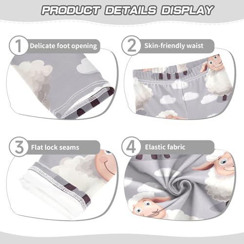 Funny Sheep Girls Leggings,Workout Leggings for Girls Toddler Athletic Legging Size for 3-10T3