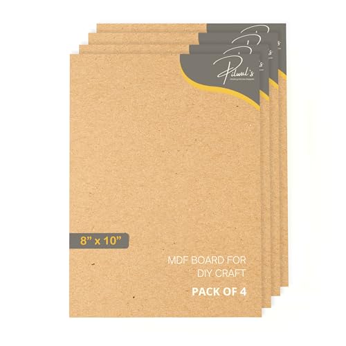 Image of Pilwal's 8 x 10 inch MDF Sheets - Smooth Unfinished MDF RECTANGLE Sheet - MDF Board Coutouts for Craft DIY Art, lippan Art, Painting, Decoupage, Resin Art, Pyrography, Laser Cutting (8 inchx10 inch inch, 4 Pieces)