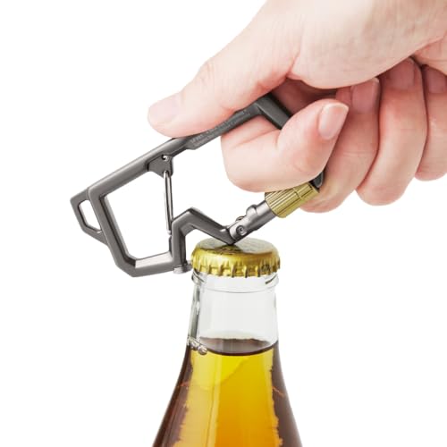 Spigen Life Karabiner LF101 Schlüsselanhänger Karabinerhaken mit Schraubverschluss Carabiner mit Flaschenöffner für Ourdoor Camping Wandern (1 Stück) - Gunmetal