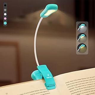 Vekkia/LuminoLite Rechargeable Book Light, 3 Colortemperature × 3 Brightness, Reading Lights for Reading in Bed. Up to 70 Hours Lighting.Gift for Bookworms, Kids & Travel. (Turquoise)