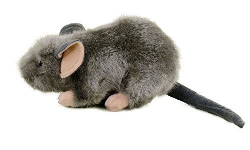 Uni-Toys Kuscheltier Maus liegend 17 cm (30 cm mit Schwanz) grau Plüschtier Plüschmaus