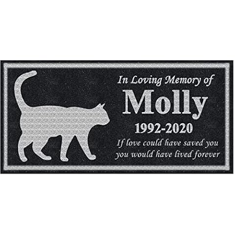 Toiveikas 12x6 inches Personalized Human Memorial Stones, Black Granite Memorial Garden Stone Engraved with Human's Photo, Gifts for Someone Who Lost a Loved One, or Pet, Dog, Cat (Silhouette) Cover