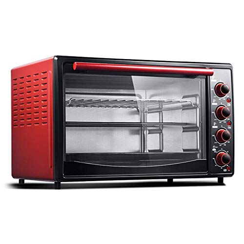 Toaster, Backofen, 45L Red Mini Oven Startseite Elektro-Ofen Temperatureinstellung 90-240 □ und 60 Minuten Timer dreischichtige Heizung Neun