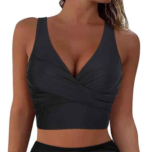Firpearl Women's Underwire Bikini Tops Only - Longline Swimsuit Top Criss Cross Push Up Swim Crop Top 2025