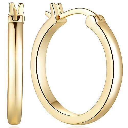 14K Gold Hoop Earrings for Women 14K Gold Earrings for Women Lightweight Hoop Earring for Womens Earring 20/25/30/40mm