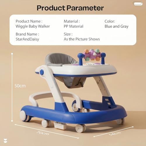 Image of StarAndDaisy Baby Walker for 6-18 Month Baby Boy & Girl /Height Adjustment, Musical Tray & Speed Control /Baby Walker for Kids with Safety Wheels and Comfortable Seat -Blue