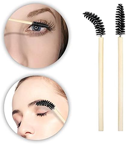 50PCS Bamboo Lash Mascara Wands Disposable Eyelash Brushes Eyelash Mascara Applicator Brush for Eye