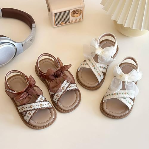IWIHMIV Girl's Slip On Sandals Dressy Bow Sandal Comfortable Non Slip Open Toe Slides Flat Summer Cute Beach Shoes4