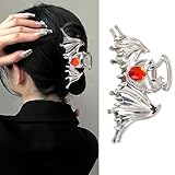 Vsdski Halloween Hair Clips Bat Ruby Hair Claw Clips Exquisite Metal Silver Claw Clips for Thick Thin Hair Jaw Clips Strong Holds Non-Slip Hair Barrettes Halloween Hair Accessories for Women