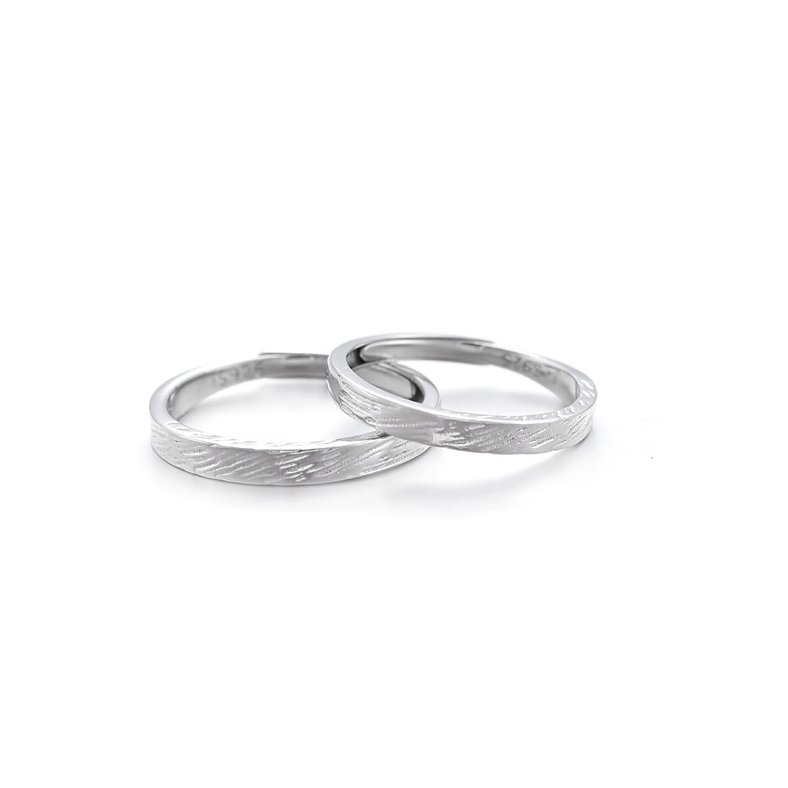 Verlobungsring Paar Gold, Ringe Frauen Silber 925 Unregelmäßige Textur Jahrestag Geschenk